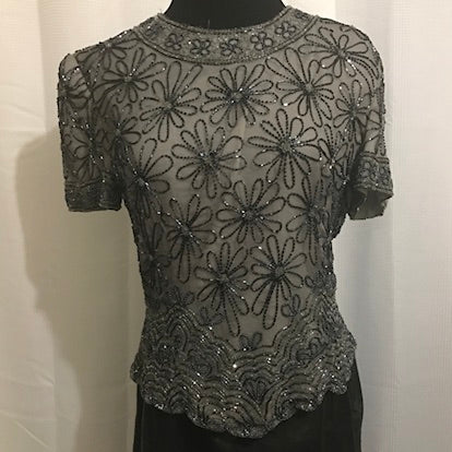 Papell Boutique Evening beaded top L