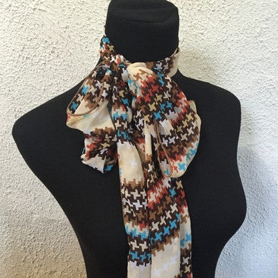 Brown and blue vintage scarf