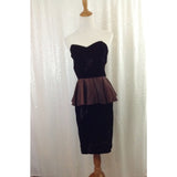 Vintage Brown velvet peplum tube dress