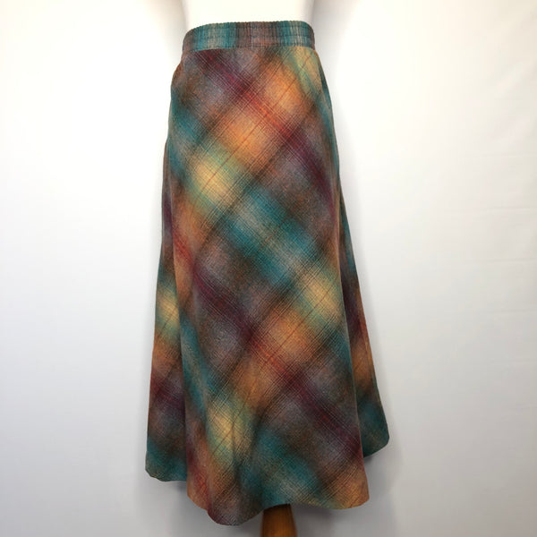 Vintage circle wool plaid skirt